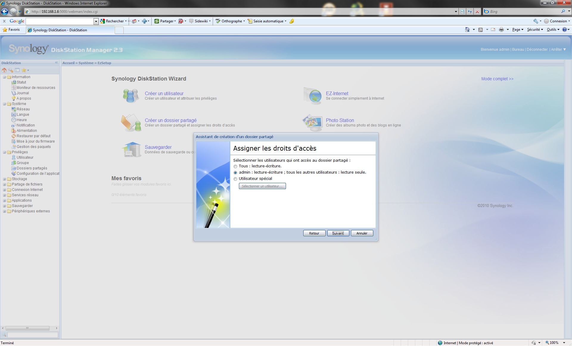 diskstation manager 2.3 4 dossierpartager 1