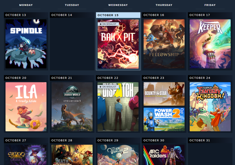 Calendrier Steam