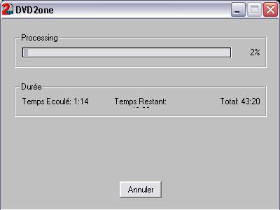 DVD2One, encodage en cours