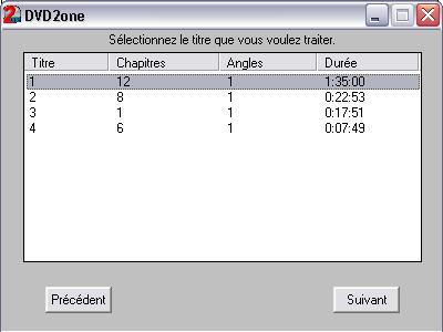 DVD2One, choix du film