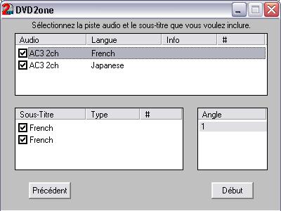 DVD2One, choix des langues