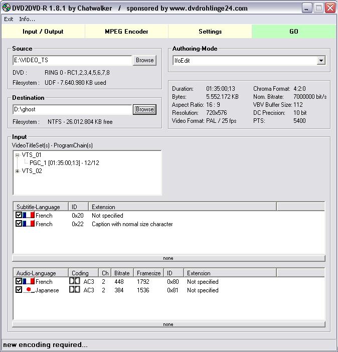 DVD2DVD-R, sélection des langues