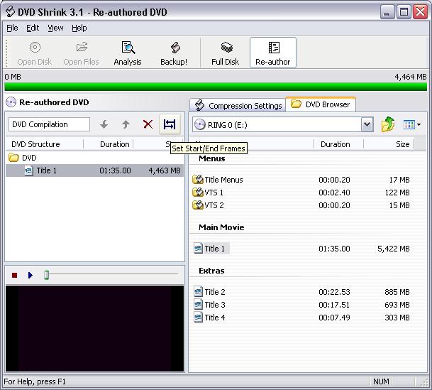 DVDShrink, split dvd, écran 2