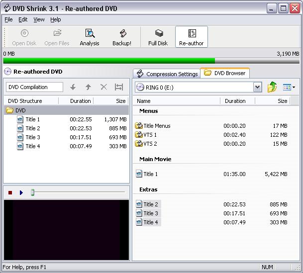 DVDShrink, split dvd, écran 8